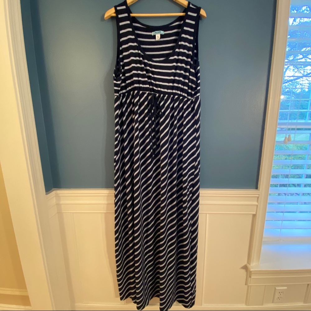 Old Navy Maternity Blue & White Striped Maxi Dress